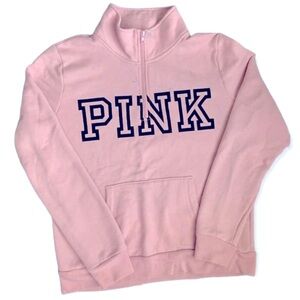 PINK Victoria's Secret Pink 1/4 Zip  Fleece Kangaroo Pocket Sweatshirt S NWOT